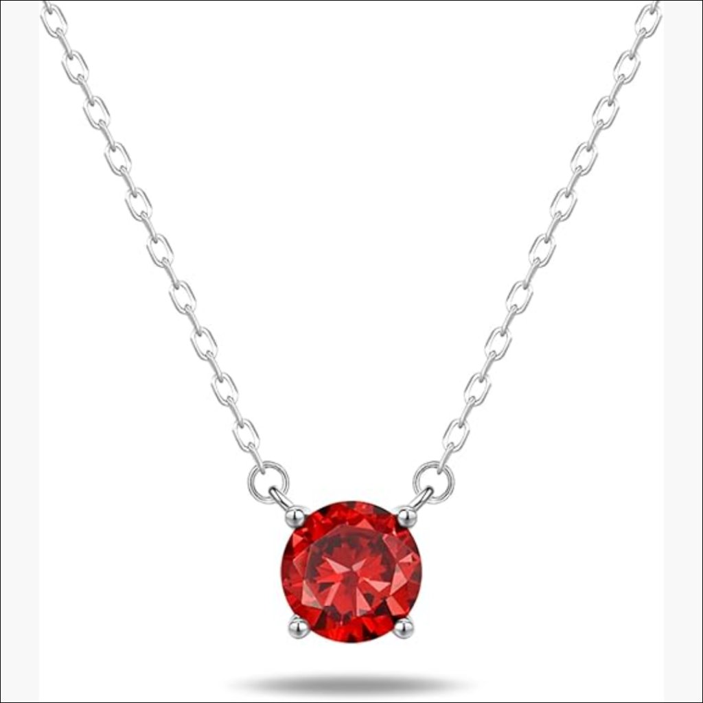 Sterling Silver Birthstone Necklace With Diamond Choker Pendant